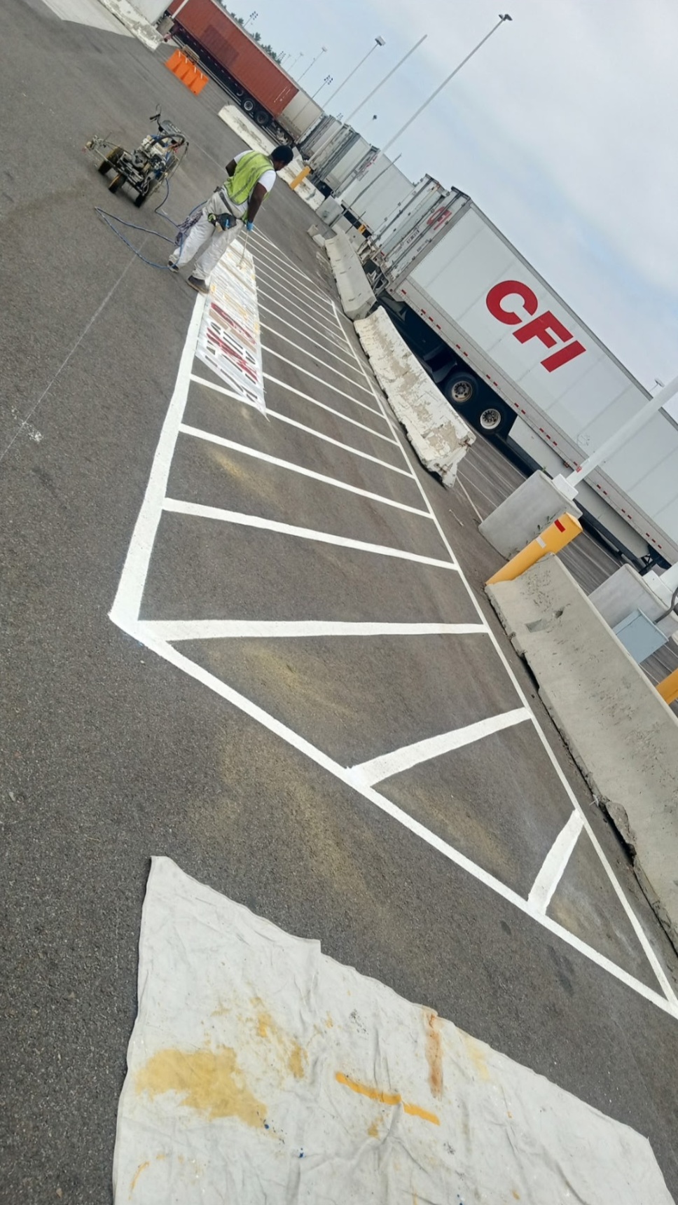 Specialized No Parking Zone Striping for Trucking Yard in Santa Fe Springs, CA